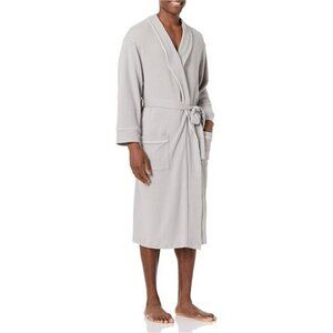 Men Waffle Knit Bathrobe Lightweight Cotton Lounge Robe Big Tall Pajama Layer